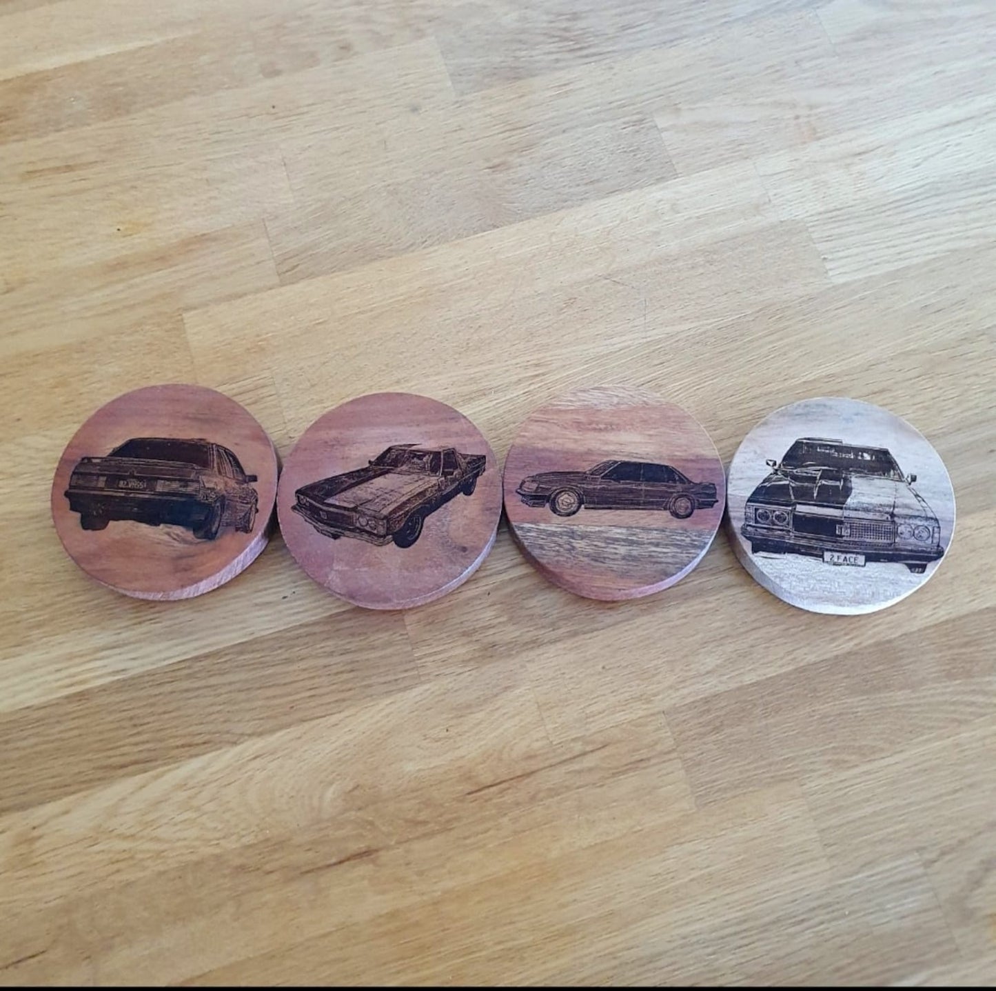 Custom Engraved Car Coaster Set Personalised Muscle Car Hot Rod Man Shed
