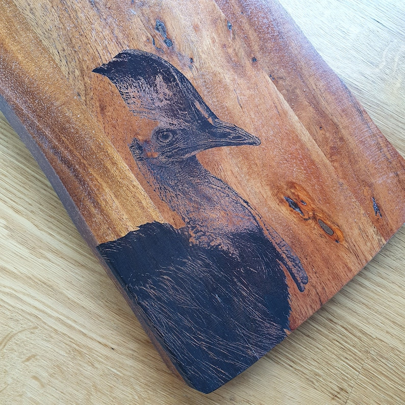 Southern Cassowary Custom Engraved Australian Native Chopping Serving Board