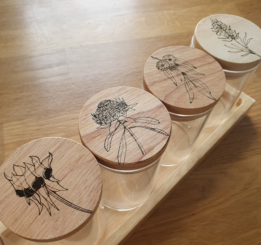 Australian Native Flora Engraved Storage Jars Kitchen Bathroom Bedroom