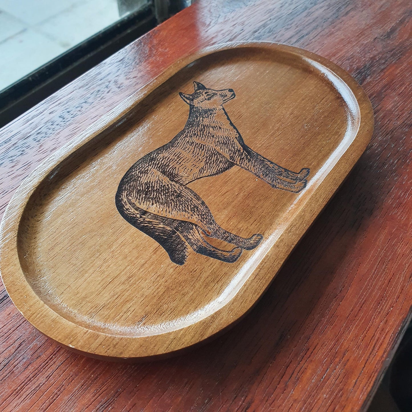 Dingo Australian Native Wood Trinket Tray Home Decor