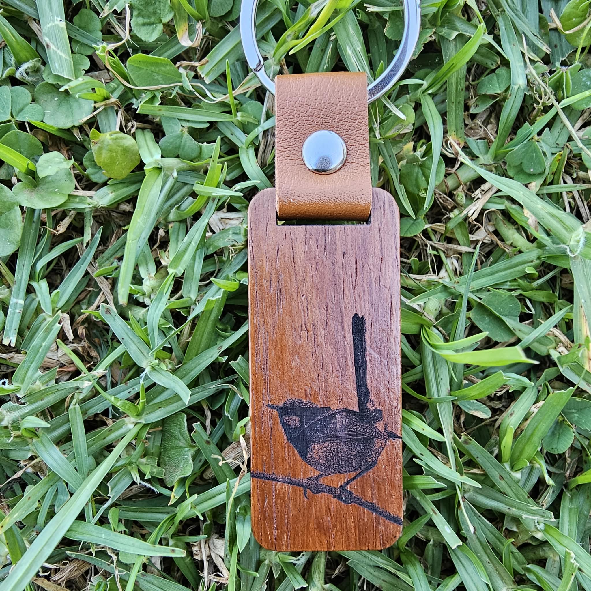 Superb Fairy Wren Australian Native Bird Keyring Wood Faux Leather ...