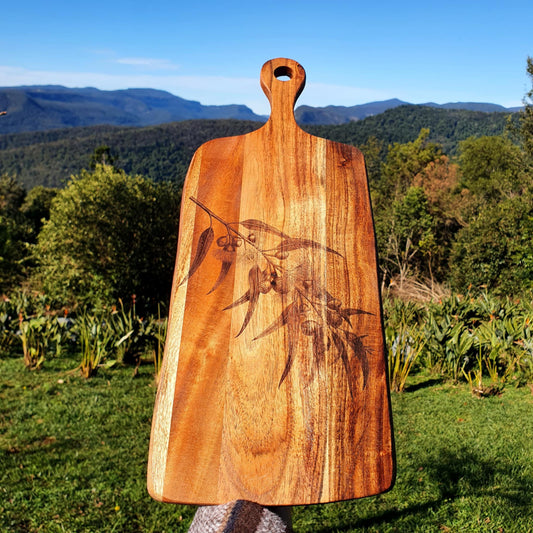 Eucalyptus Custom Engraved Australian Native Hardwood Chopping/Cutting/Serving Paddle Board