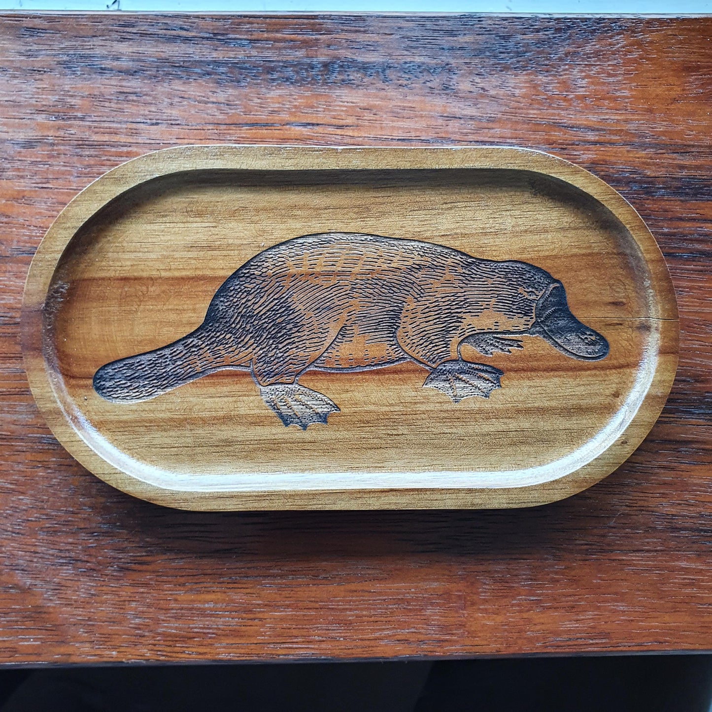 Platypus Australian Native Wood Trinket Tray Home Decor