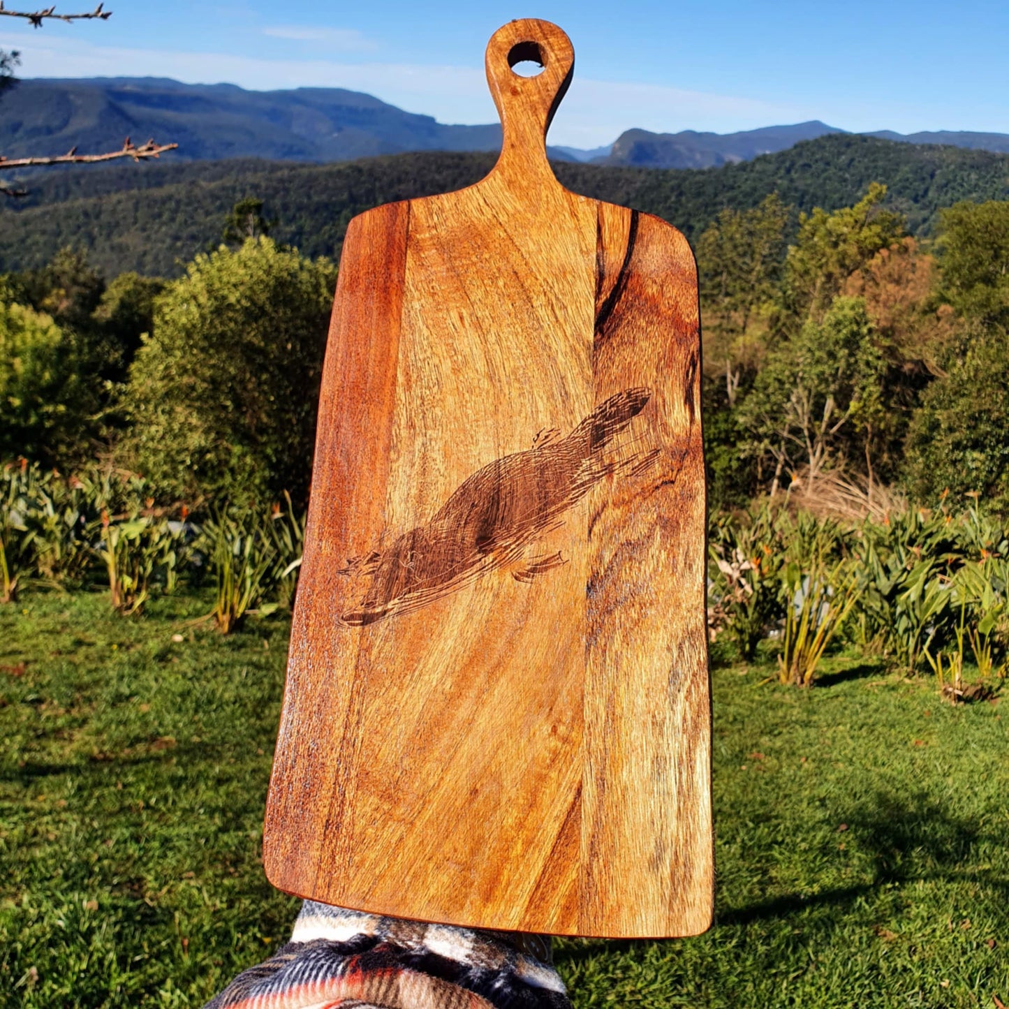 Platypus Custom Engraved Australian Native Hardwood Chopping/Cutting/Serving Paddle Board