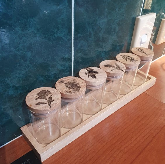 Australian Native Flora Engraved Storage Jars Kitchen Bathroom Bedroom