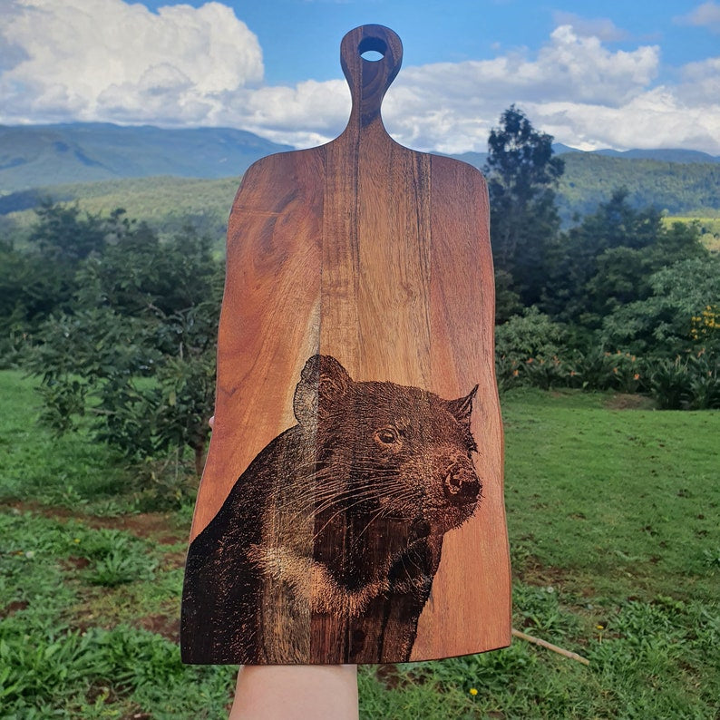 Tasmanian Devil Custom Engraved Australian Native Chopping Serving Board