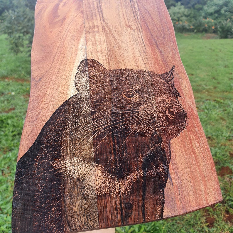 Tasmanian Devil Custom Engraved Australian Native Chopping Serving Board