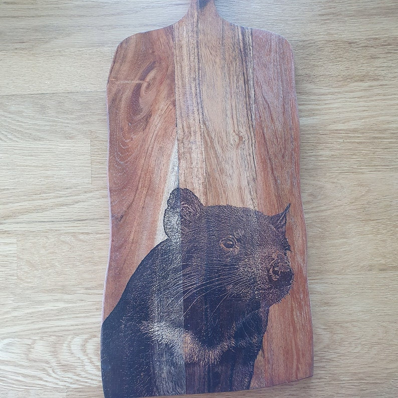 Tasmanian Devil Custom Engraved Australian Native Chopping Serving Board