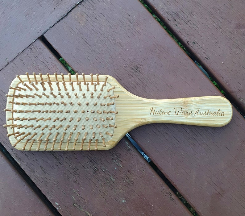 Eastern Rosella Australian Native Engraved Bamboo Hairbrush Paddle Rectangle Anti Static