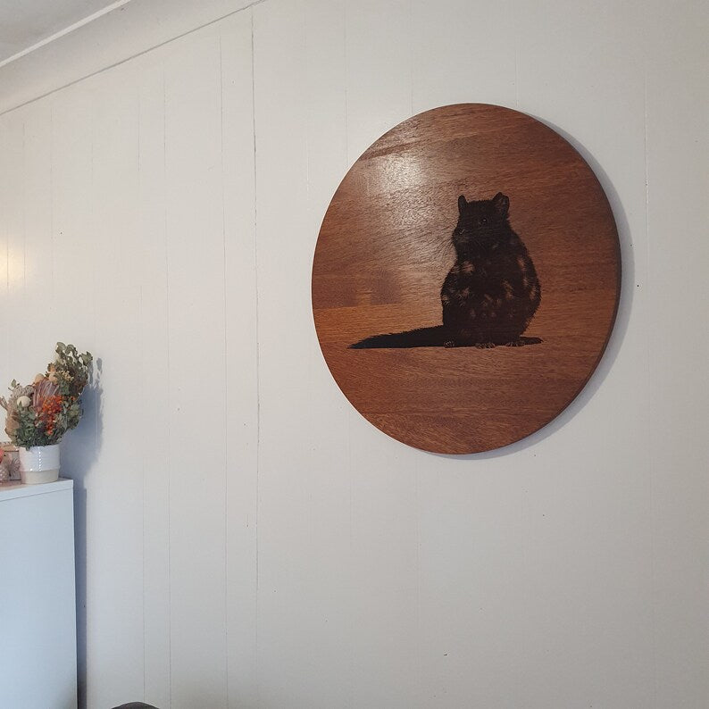 Eastern Quoll Large Wall Hanging Piece Australian Native Merbau Indoor Outdoor Art