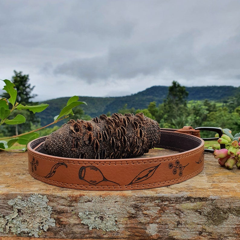 Eucalyptus Engraved Genuine Leather Belt