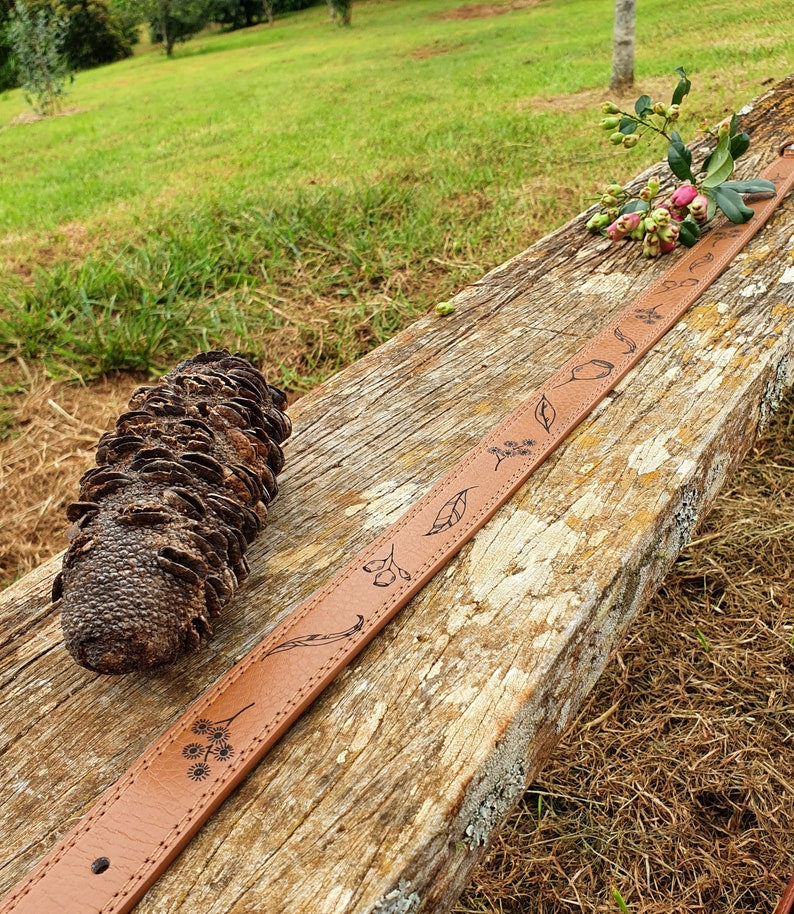 Eucalyptus Engraved Genuine Leather Belt