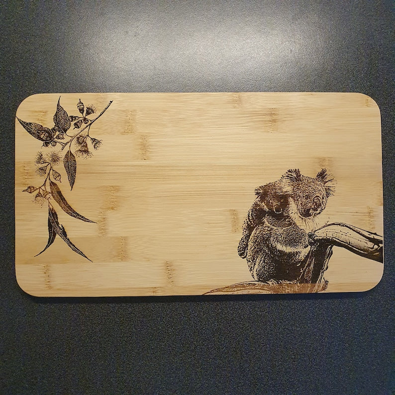 Koala & Eucalyptus Custom Engraved Australian Native Bread Box Kitchen Storage