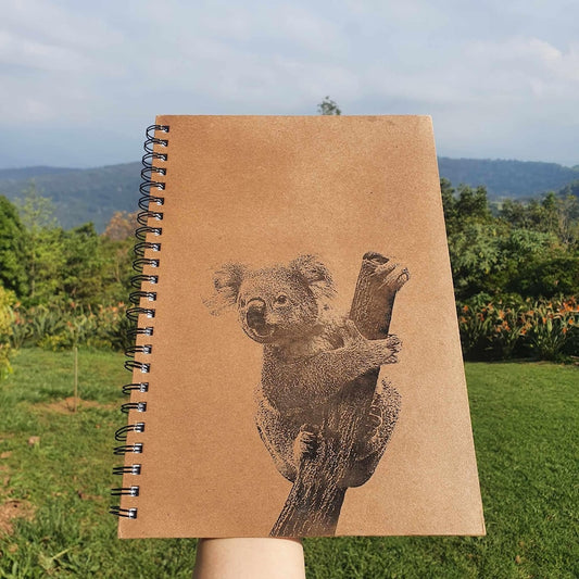 Koala Engraved A4 Lined Notebook Journal Diary Australian Native Themed Stationery