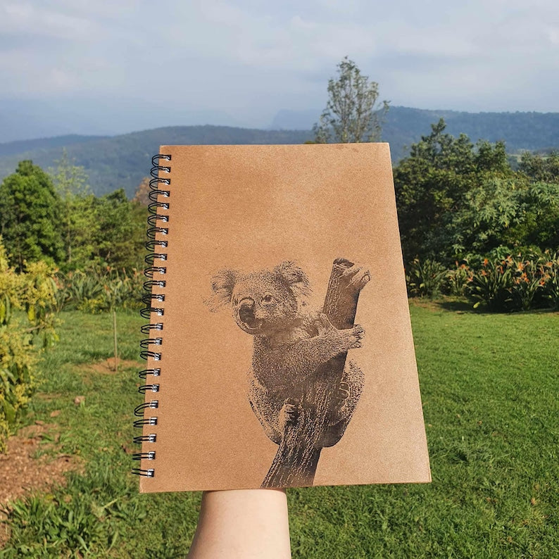 Koala Engraved A4 Lined Notebook Journal Diary Australian Native Themed Stationery