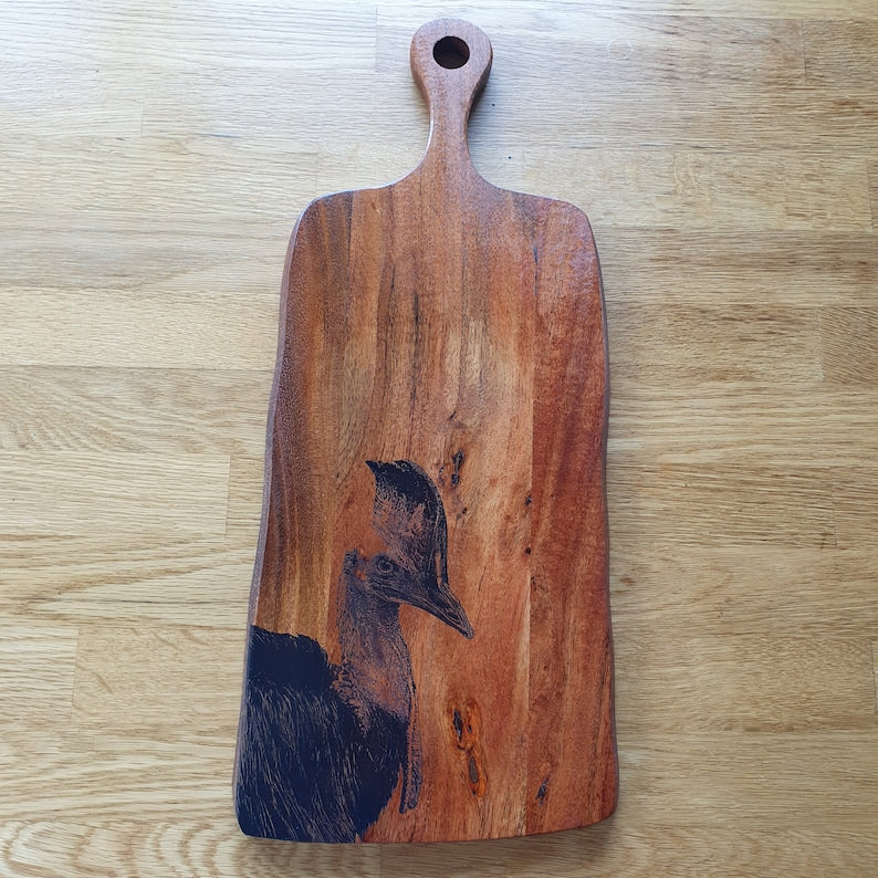 Southern Cassowary Custom Engraved Australian Native Chopping Serving Board