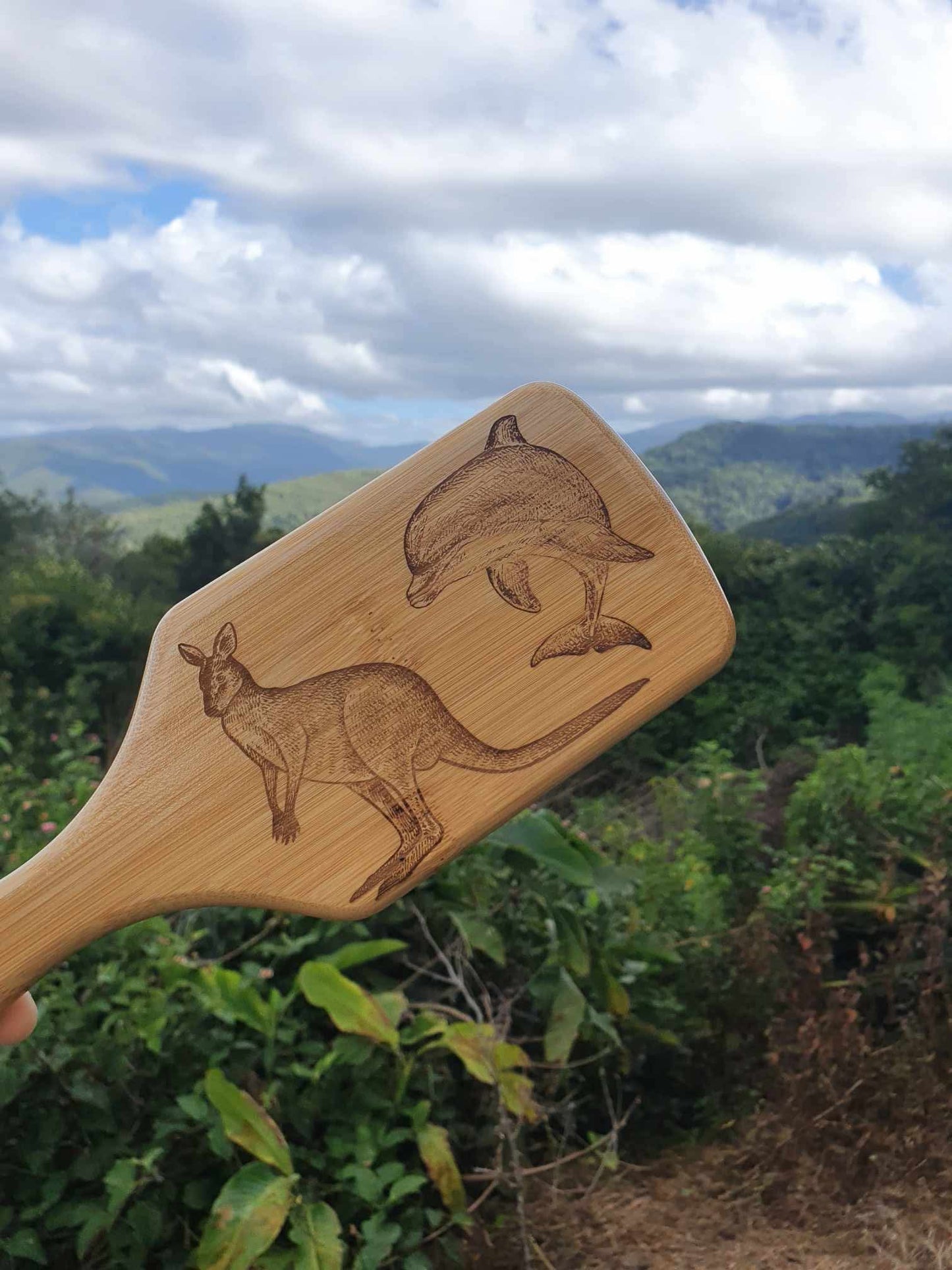 Kangaroo & Dolphin Bamboo hairbrush
