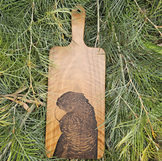 Red-tailed Black Cockatoo Custom Engraved Australian Native Hardwood Chopping/Cutting/Serving Paddle Board
