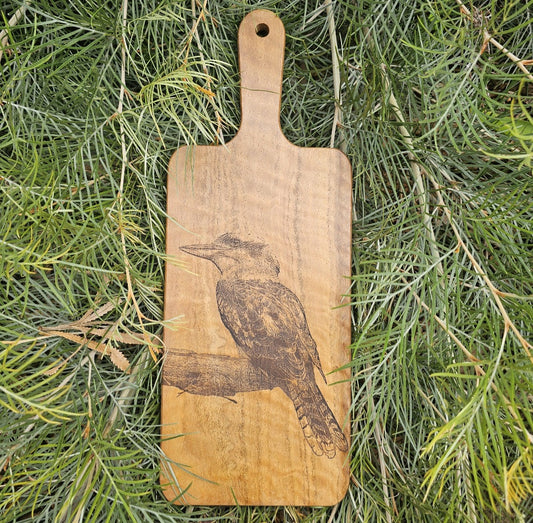 Laughing Kookaburra Custom Engraved Australian Native Hardwood Chopping/Cutting/Serving Paddle Board