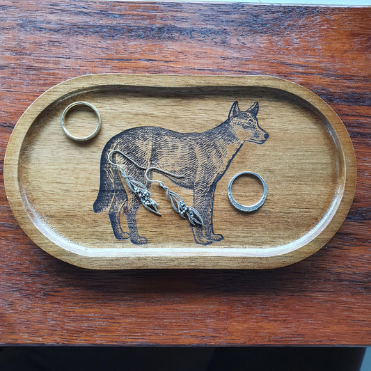 Dingo Australian Native Wood Trinket Tray Home Decor
