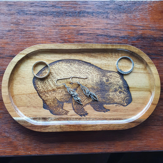 Wombat Australian Native Wood Trinket Tray Home Decor