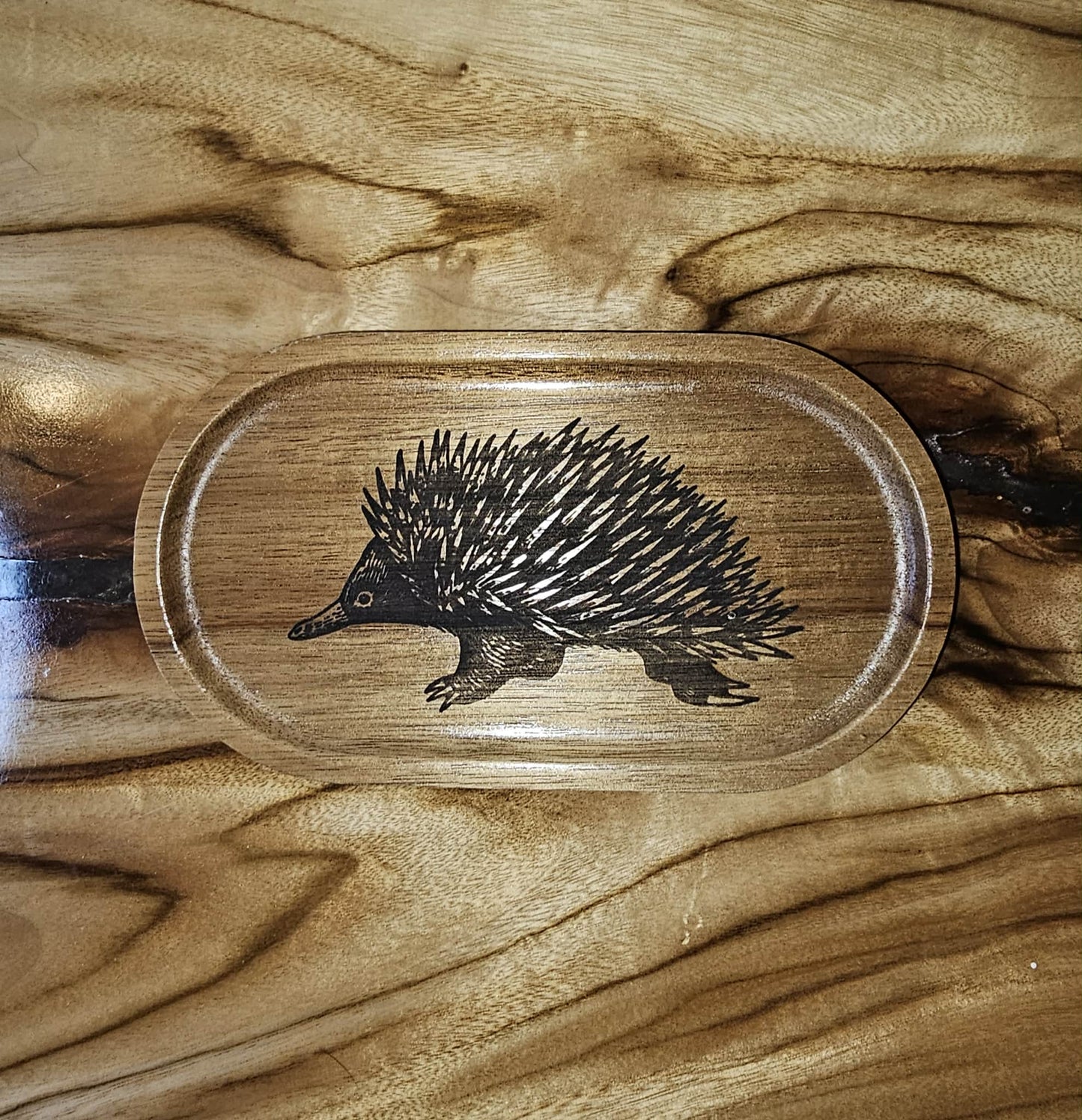 Echidna Australian Native Wood Trinket Tray Home Decor