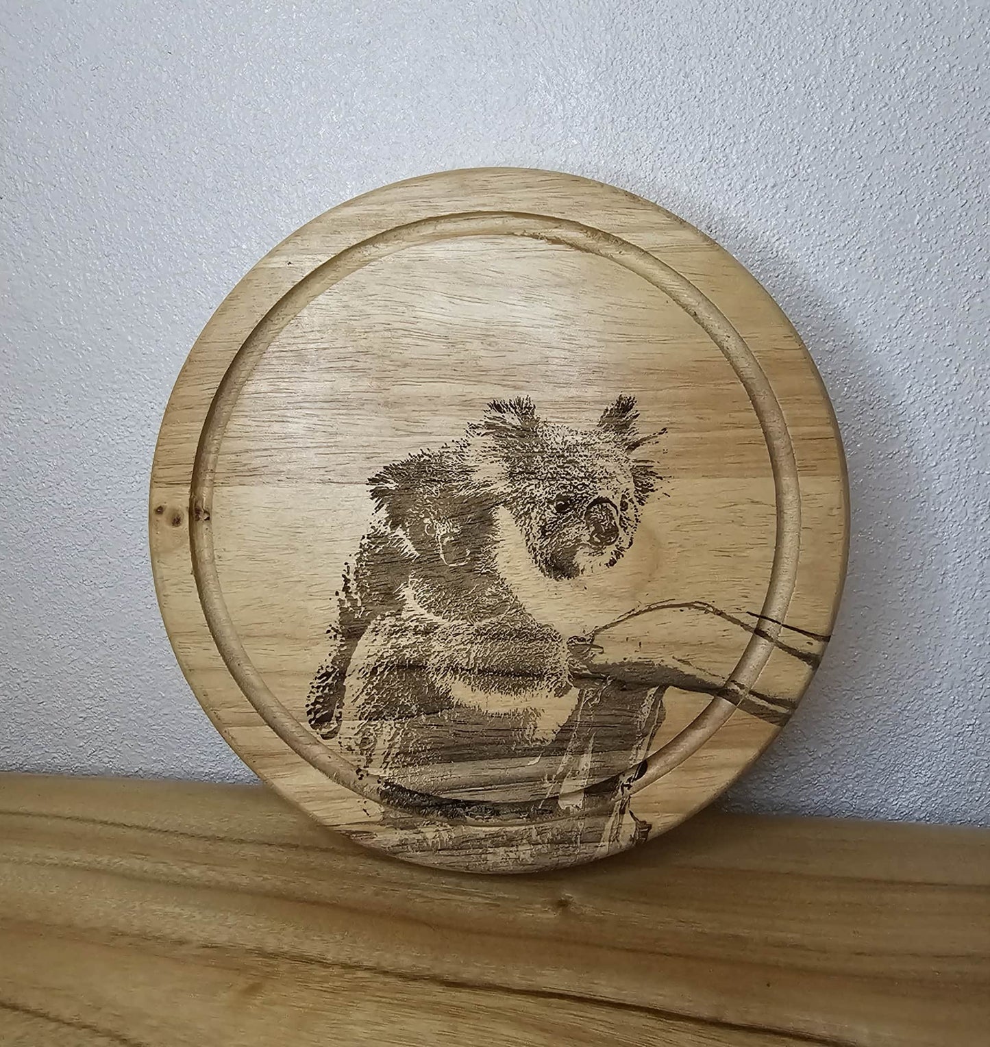 Koala & Joey Australian Native Engraved Cutting Chopping Cheese Serving Board with 4 Knives Set