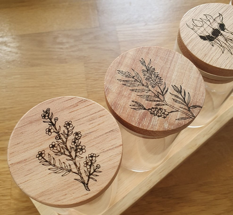 Australian Native Flora Engraved Storage Jars Kitchen Bathroom Bedroom