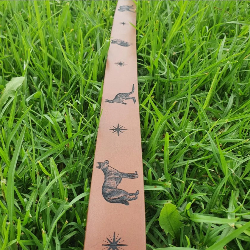 Australian Native Mammals Engraved Genuine Leather Belt